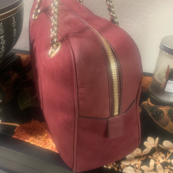 Gucci Soho Chain Zipped Bag Nubuck Burgundy - Picture 14 of 16